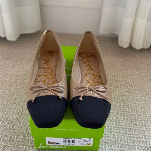 Sam Edelman Beige and Black Marley Ballet Flats - Size 9.5 - Picture 1 of 8